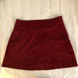 F21 Maroon Red Suede Midi Skirt w/ Pockets (Small)